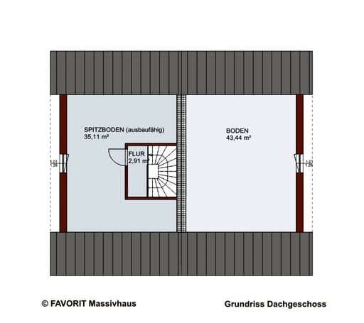 Massivhaus Finesse 110 von Favorit Massivhaus Schlüsselfertig ab 285610€, Satteldach-Klassiker Grundriss 3