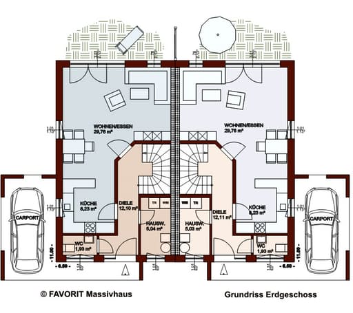 Massivhaus Finesse 110 von Favorit Massivhaus Schlüsselfertig ab 285610€, Satteldach-Klassiker Grundriss 1
