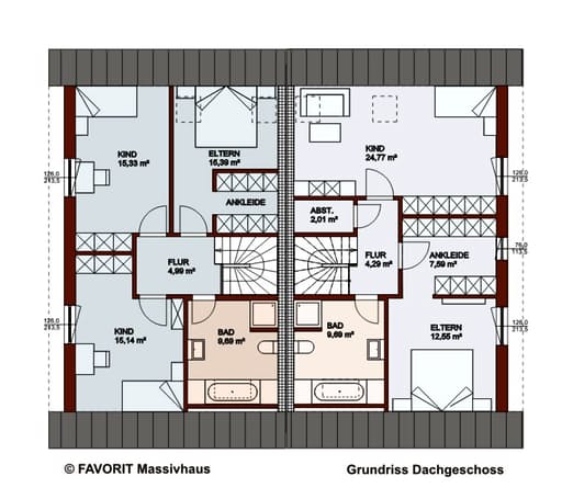 Massivhaus Finesse 129 von Favorit Massivhaus Schlüsselfertig ab 297450€, Satteldach-Klassiker Grundriss 2