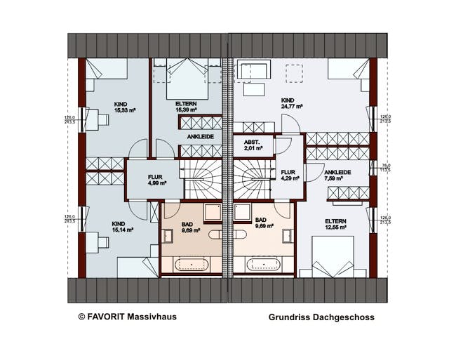 Massivhaus Finesse 129 von Favorit Massivhaus Schlüsselfertig ab 331260€, Satteldach-Klassiker Grundriss 2