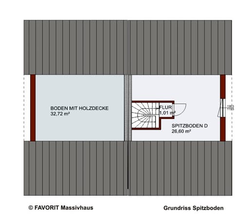 Massivhaus Finesse 129 von Favorit Massivhaus Schlüsselfertig ab 309340€, Satteldach-Klassiker Grundriss 3