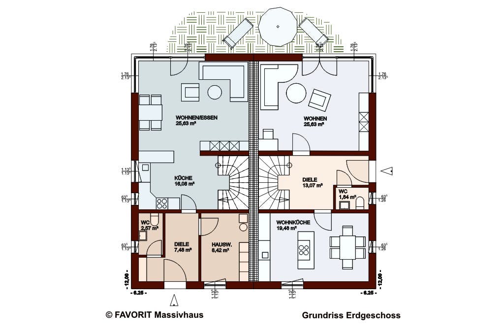 Massivhaus Finesse 166 edition von Favorit Massivhaus Schlüsselfertig ab 357140€, Cubushaus Grundriss 1