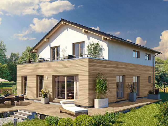 Fertighaus ARTIS 350 S215 von FingerHaus Schlüsselfertig ab 498423€, Satteldach-Klassiker Außenansicht 1