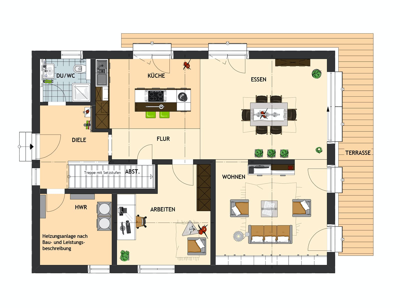 Fertighaus ARTIS 350 S215 von FingerHaus Schlüsselfertig ab 420726€, Satteldach-Klassiker Grundriss 1