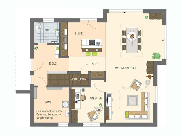 Fertighaus MH Schwarzwald - ARTIS 400 von FingerHaus Schlüsselfertig ab 486260€, Satteldach-Klassiker Grundriss 1