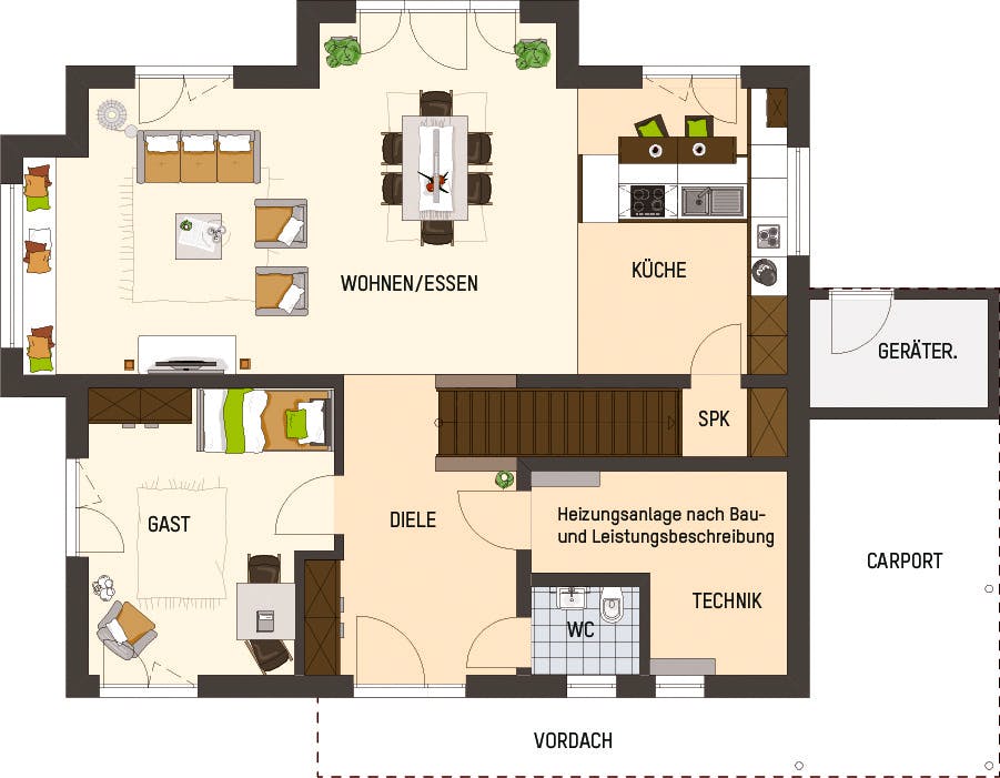 Fertighaus MH Bad Vilbel - SENTO 503 von FingerHaus Schlüsselfertig ab 423944€, Satteldach-Klassiker Grundriss 1