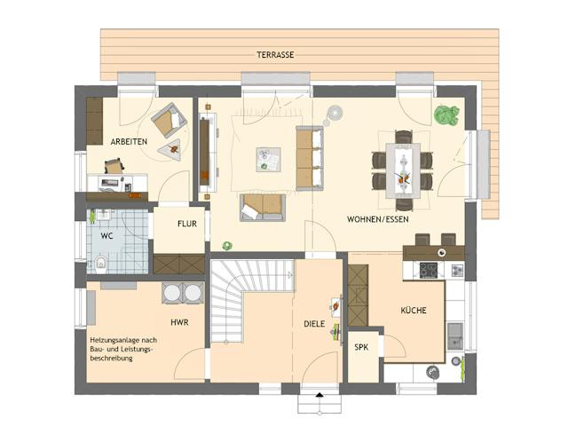 Fertighaus JUNO 401 S100 von FingerHaus Schlüsselfertig ab 380848€, Satteldach-Klassiker Grundriss 1