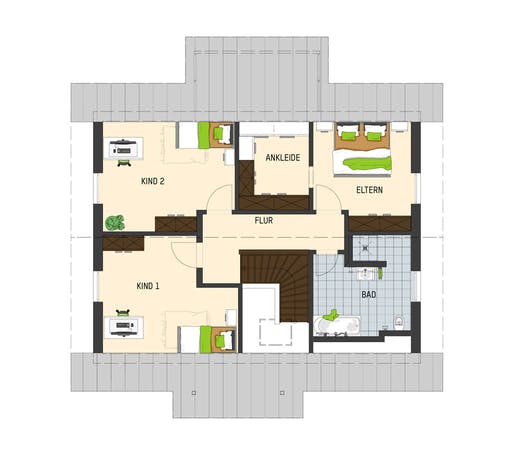 Fertighaus MH Frankenberg - JUNO 402 von FingerHaus Schlüsselfertig ab 322468€, Satteldach-Klassiker Grundriss 2