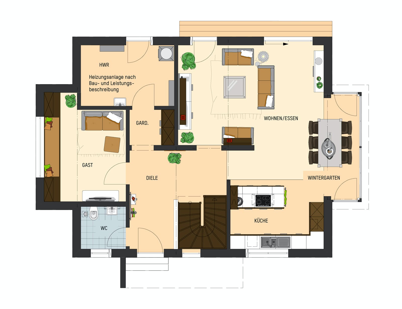 Fertighaus MH München-Poing - MEDLEY 3.0 300 B S215 von FingerHaus Schlüsselfertig ab 417000€, Grundriss 1