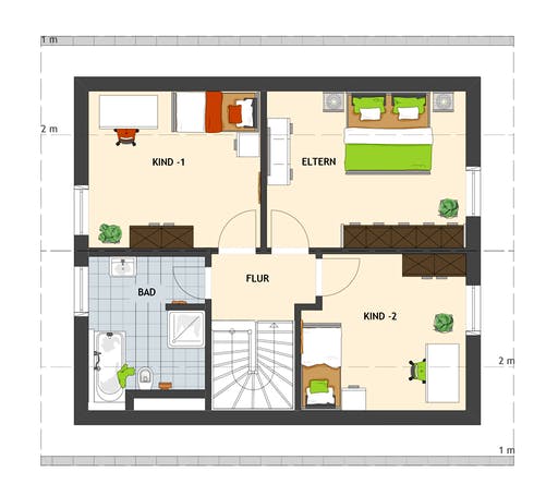 Fertighaus MEDLEY 3.0 102 A S160 von FingerHaus Schlüsselfertig ab 278332€, Satteldach-Klassiker Grundriss 2