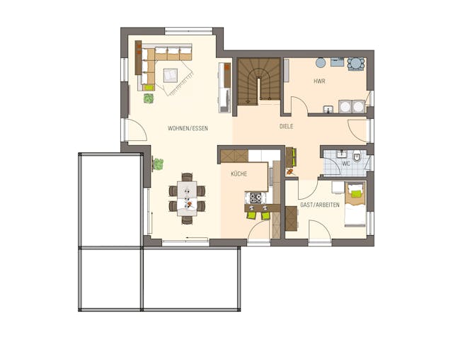 Fertighaus MH Frankenberg - MEDLEY 3.0 300 B von FingerHaus Schlüsselfertig ab 435213€, Stadtvilla Grundriss 1