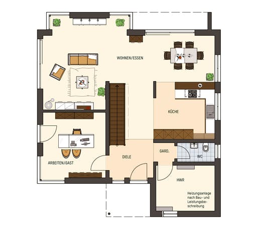 Fertighaus MH Fellbach - MEDLEY 3.0 300 B von FingerHaus Schlüsselfertig ab 436812€, Satteldach-Klassiker Grundriss 1