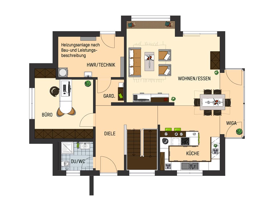 Fertighaus MH Mannheim - MEDLEY 3.0 von FingerHaus Schlüsselfertig ab 458844€, Satteldach-Klassiker Grundriss 1