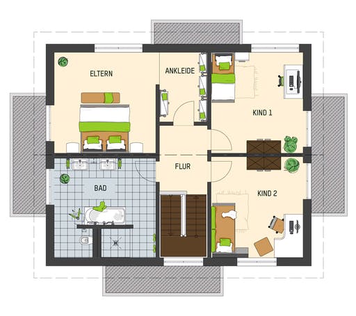 Fertighaus MH Mannheim - MEDLEY 3.0 von FingerHaus Schlüsselfertig ab 384827€, Satteldach-Klassiker Grundriss 2