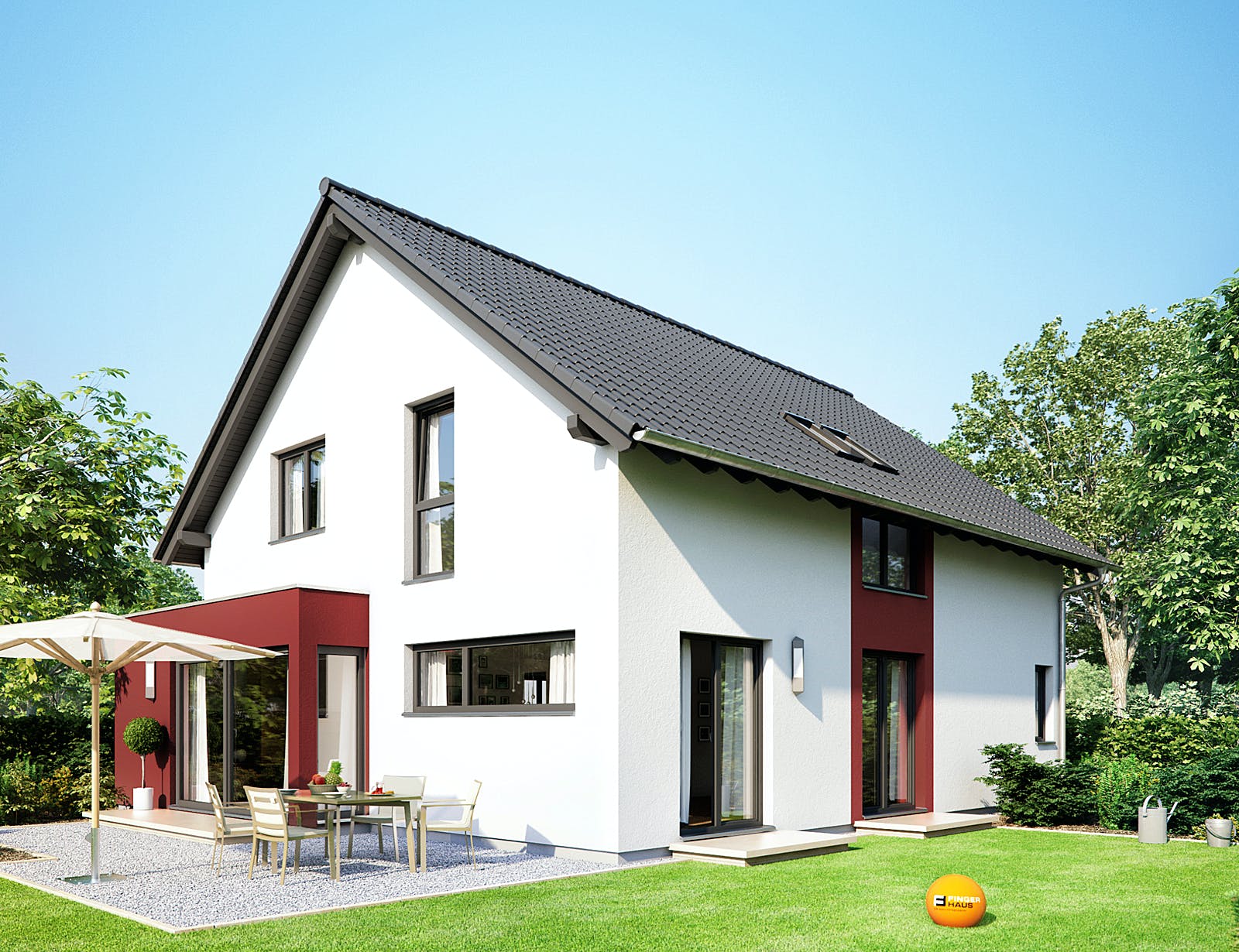 Fertighaus NEO 311 ek5 von FingerHaus Schlüsselfertig ab 363082€, Satteldach-Klassiker Außenansicht 1