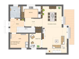 Fertighaus NEO 311 ek5 von FingerHaus Schlüsselfertig ab 397649€, Satteldach-Klassiker Grundriss 1