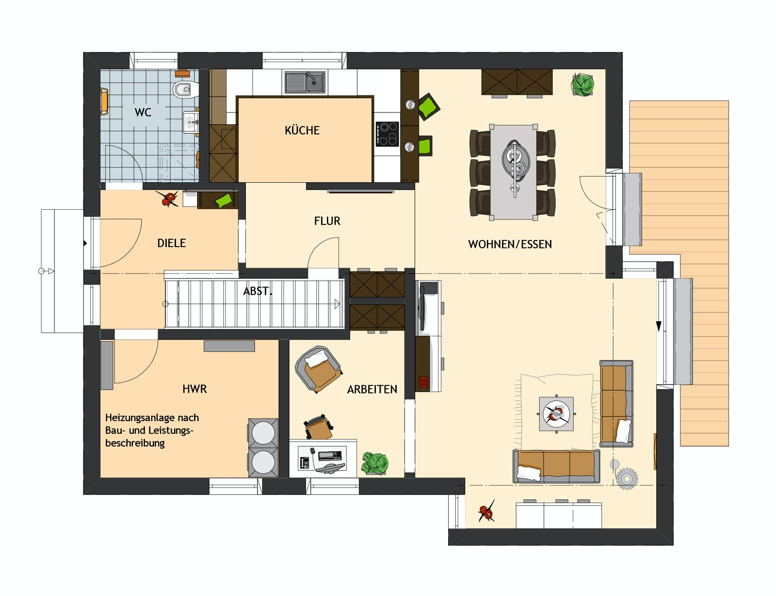 Fertighaus NEO 311 ek5 von FingerHaus Schlüsselfertig ab 363082€, Satteldach-Klassiker Grundriss 1