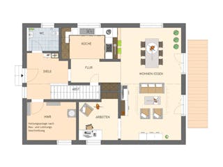 Fertighaus NEO 516 von FingerHaus Schlüsselfertig ab 393547€, Satteldach-Klassiker Grundriss 1