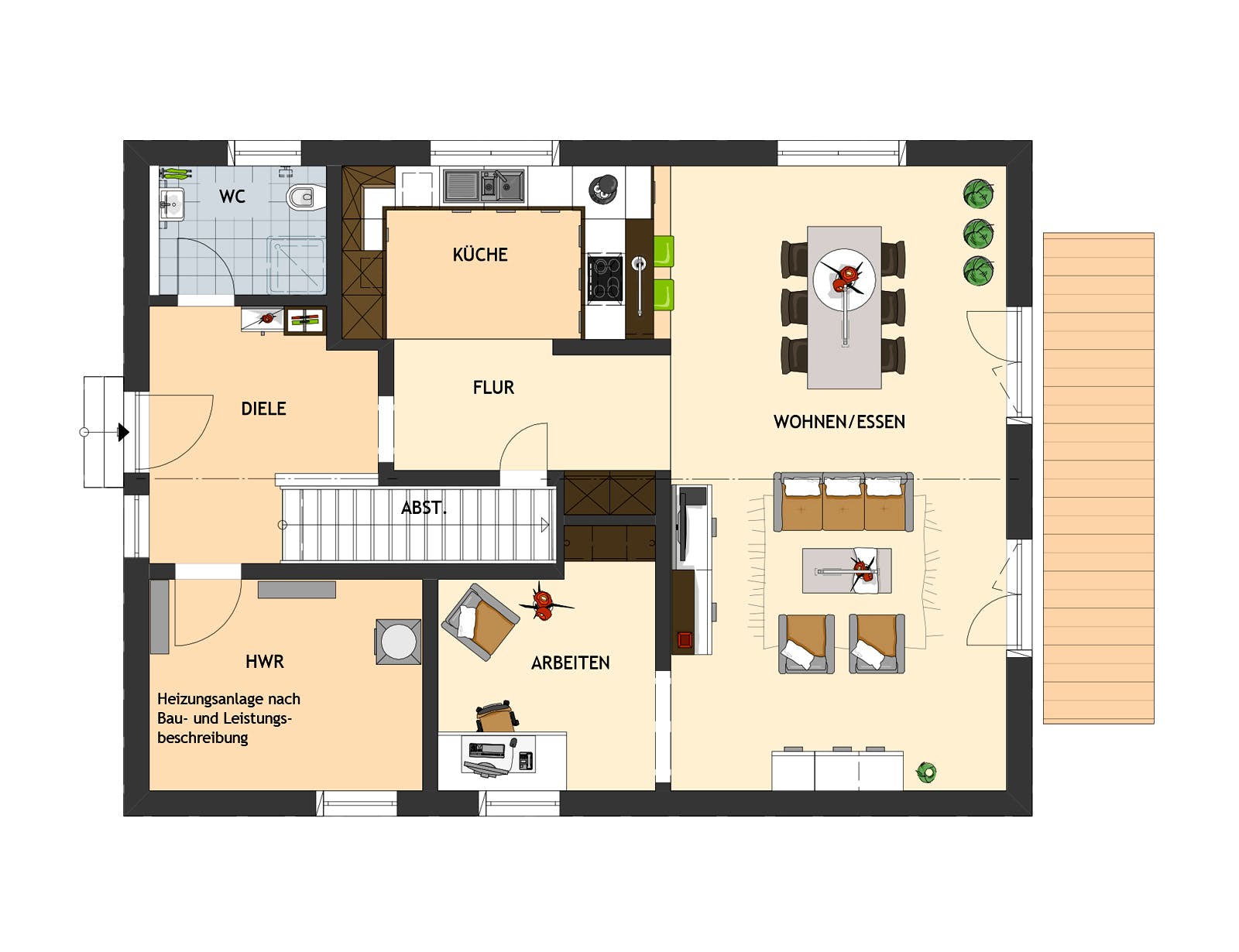 Fertighaus NEO 516 von FingerHaus Schlüsselfertig ab 356352€, Satteldach-Klassiker Grundriss 1