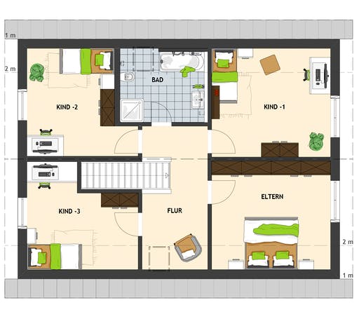 Fertighaus NEO 516 von FingerHaus Schlüsselfertig ab 337774€, Satteldach-Klassiker Grundriss 2