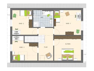 Fertighaus NEO 516 von FingerHaus Schlüsselfertig ab 393547€, Satteldach-Klassiker Grundriss 2