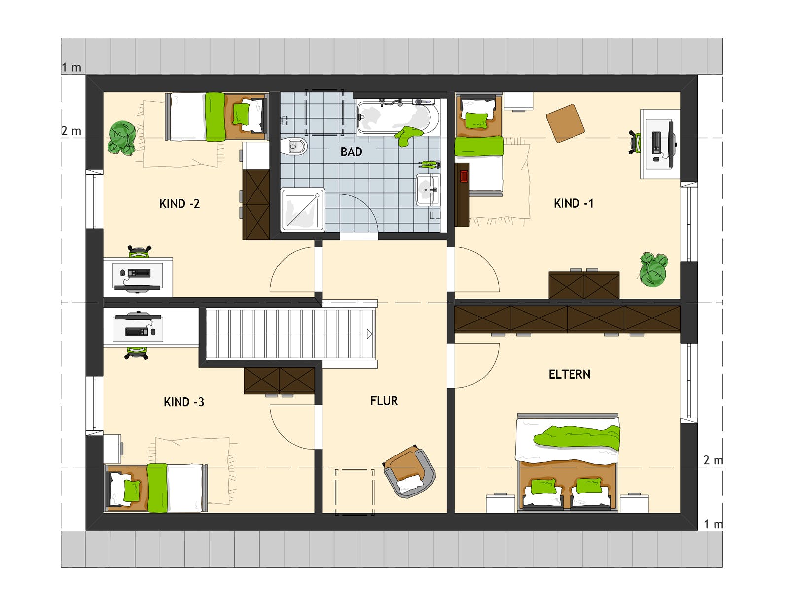 Fertighaus NEO 516 von FingerHaus Schlüsselfertig ab 356352€, Satteldach-Klassiker Grundriss 2