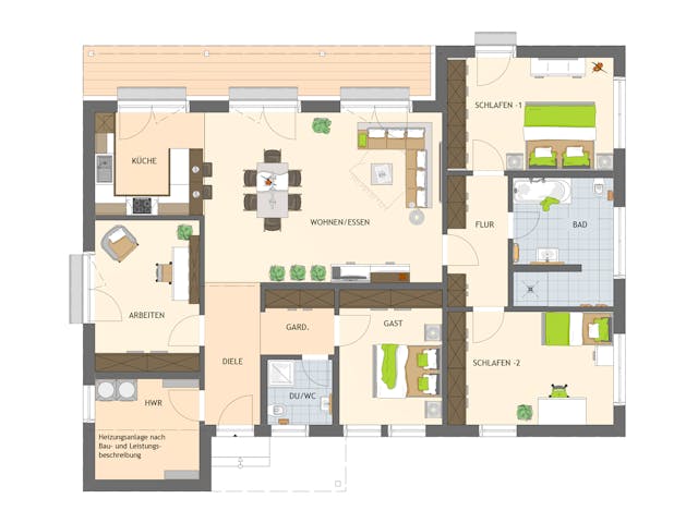 Fertighaus NIVO 140 F von FingerHaus Schlüsselfertig ab 356434€, Bungalow Grundriss 1 Fertighaus NIVO 140 F von FingerHaus Schlüsselfertig ab 356434€, Bungalow Grundriss 1