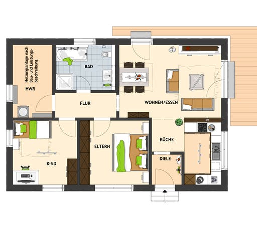 Fertighaus NIVO 80 W von FingerHaus Schlüsselfertig ab 326073€, Bungalow Grundriss 1