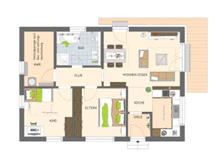 Fertighaus NIVO 80 W von FingerHaus Schlüsselfertig ab 265651€, Bungalow Grundriss 1
