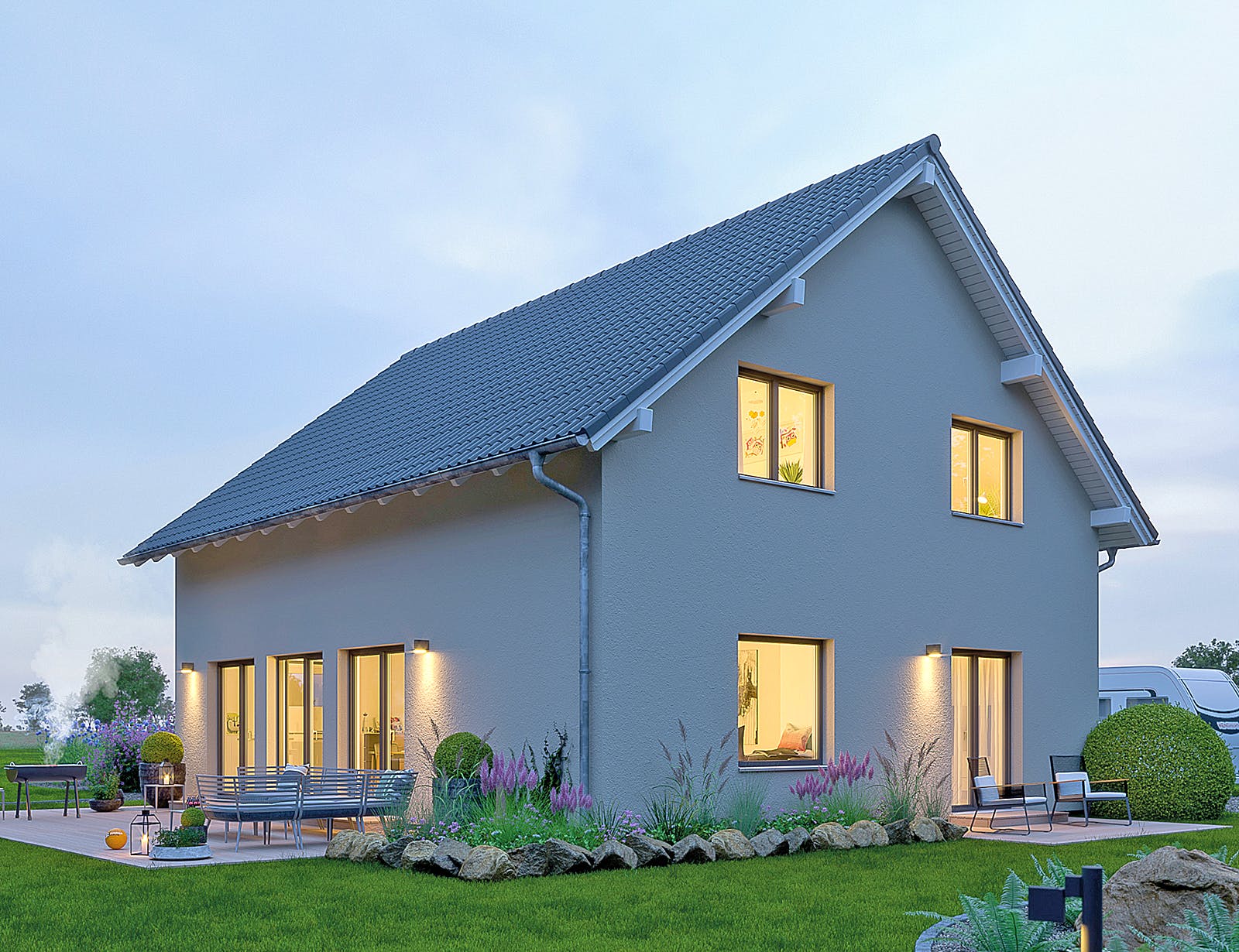 Fertighaus SENTO 301 A S130 von FingerHaus Schlüsselfertig ab 335847€, Satteldach-Klassiker Außenansicht 1
