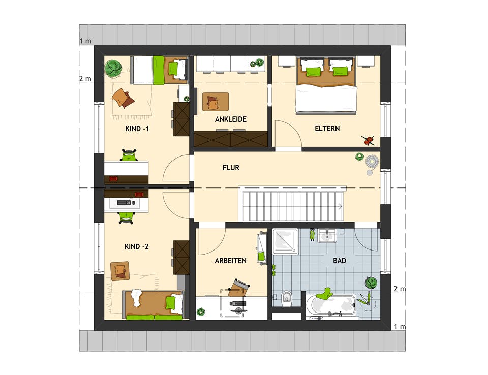 Fertighaus SENTO 301 A S130 von FingerHaus Schlüsselfertig ab 335847€, Satteldach-Klassiker Grundriss 2