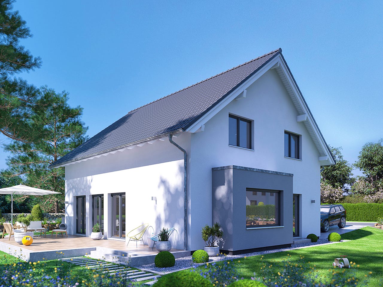 Fertighaus SENTO 400 A S130 von FingerHaus Schlüsselfertig ab 373236€, Satteldach-Klassiker Außenansicht 1