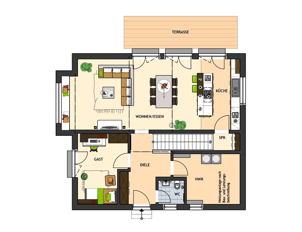 Fertighaus SENTO 400 A S130 von FingerHaus Schlüsselfertig ab 365592€, Satteldach-Klassiker Grundriss 1