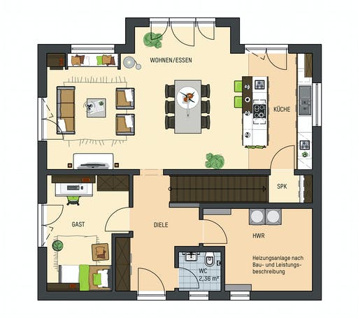 Fertighaus SENTO 403 D S215 von FingerHaus Schlüsselfertig ab 353186€, Satteldach-Klassiker Grundriss 1