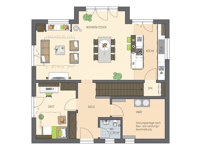 Fertighaus SENTO 403 D S215 von FingerHaus Schlüsselfertig ab 402715€, Satteldach-Klassiker Grundriss 1