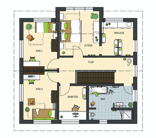 Fertighaus SENTO 403 D S215 von FingerHaus Schlüsselfertig ab 353186€, Satteldach-Klassiker Grundriss 2