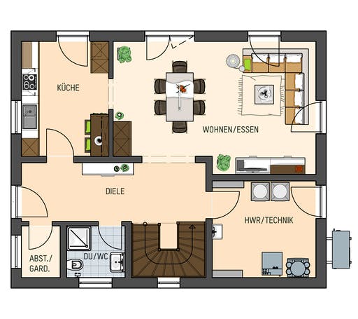 Fertighaus MH Leipzig - UNO 2.0 200 B S180 von FingerHaus Schlüsselfertig ab 324423€, Satteldach-Klassiker Grundriss 1