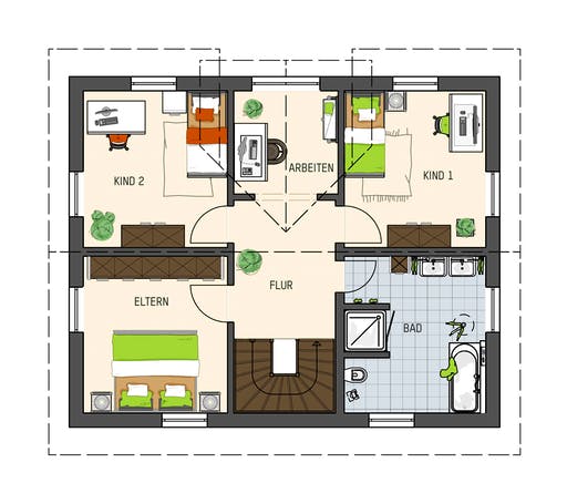 Fertighaus MH Leipzig - UNO 2.0 200 B S180 von FingerHaus Schlüsselfertig ab 324423€, Satteldach-Klassiker Grundriss 2