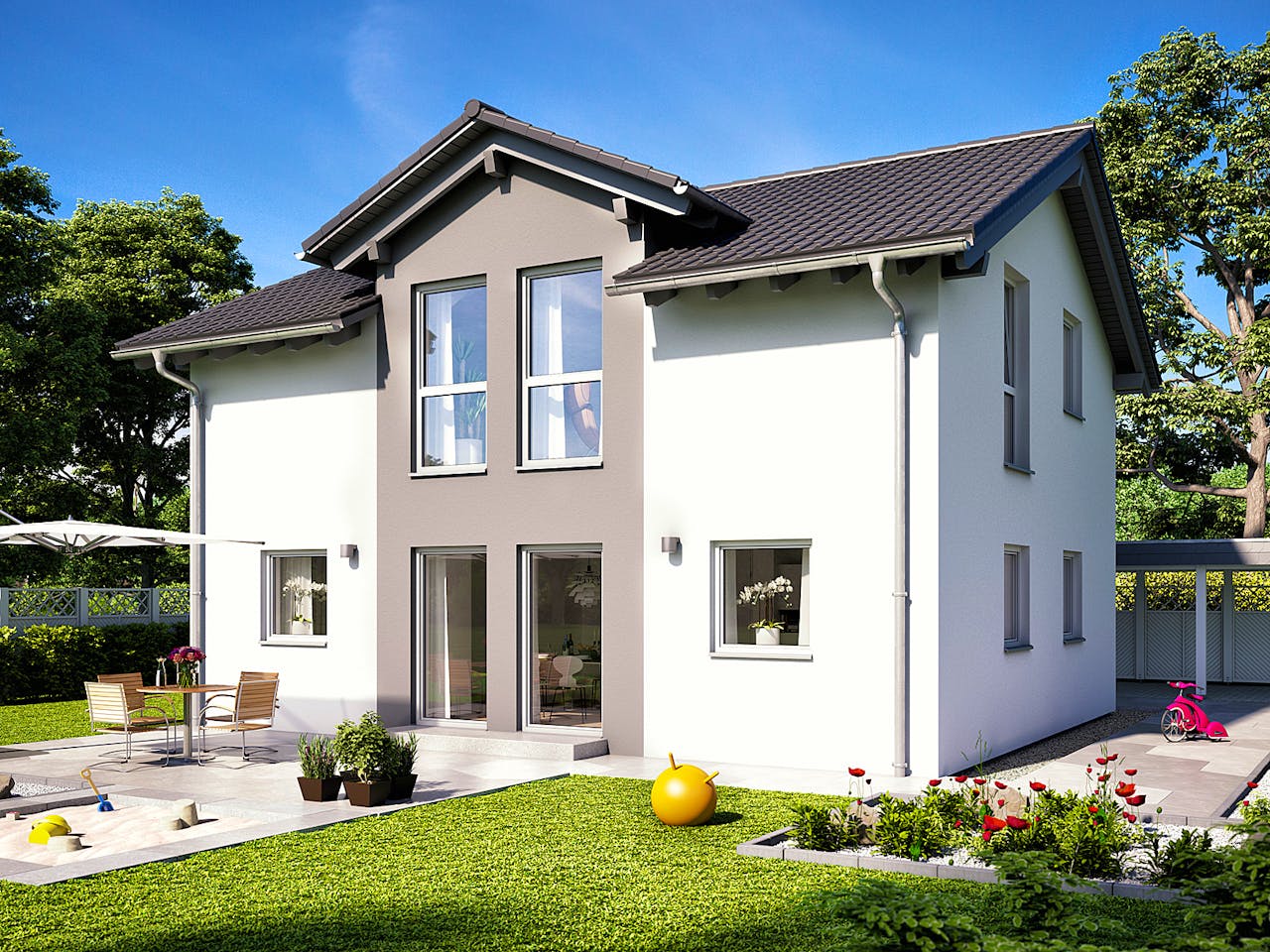 Fertighaus UNO 2.0 201 A S180 von FingerHaus Schlüsselfertig ab 314018€, Satteldach-Klassiker Außenansicht 1