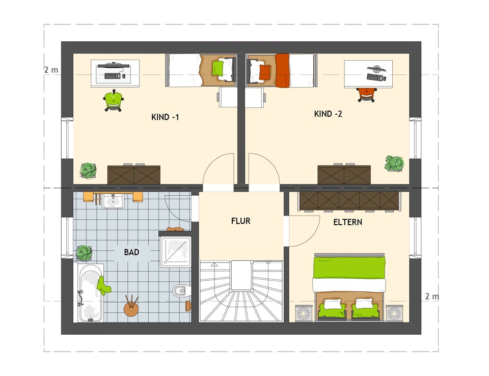Fertighaus UNO 2.0 201 A S180 von FingerHaus Schlüsselfertig ab 302036€, Satteldach-Klassiker Grundriss 2