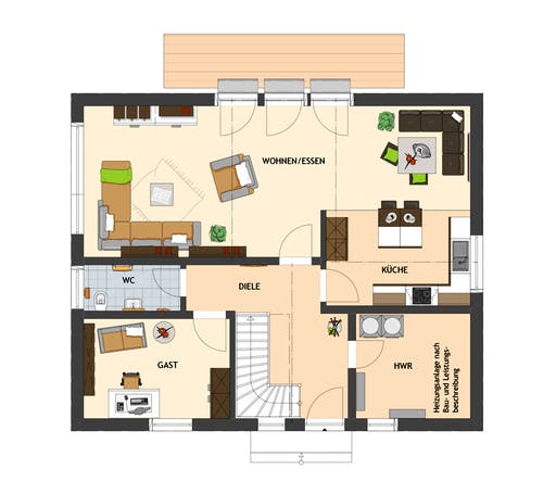 Fertighaus VIO 420 S130 qg1 von FingerHaus Schlüsselfertig ab 355927€, Satteldach-Klassiker Grundriss 1