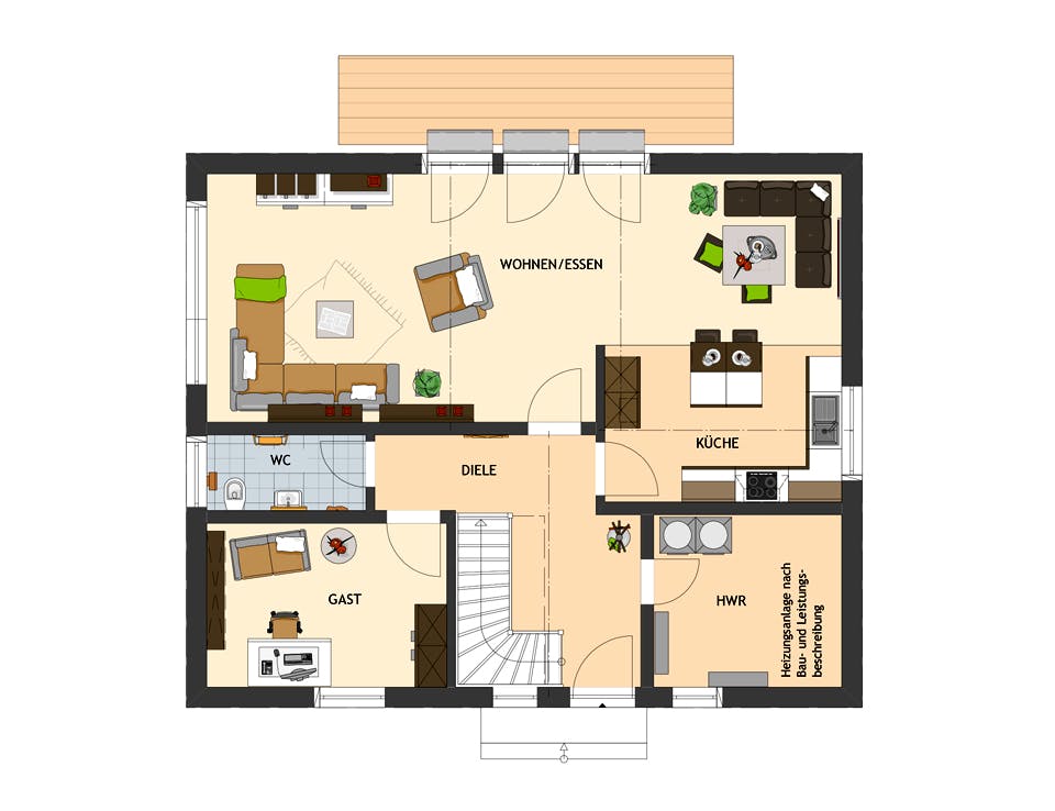 Fertighaus VIO 420 S130 qg1 von FingerHaus Schlüsselfertig ab 375503€, Satteldach-Klassiker Grundriss 1