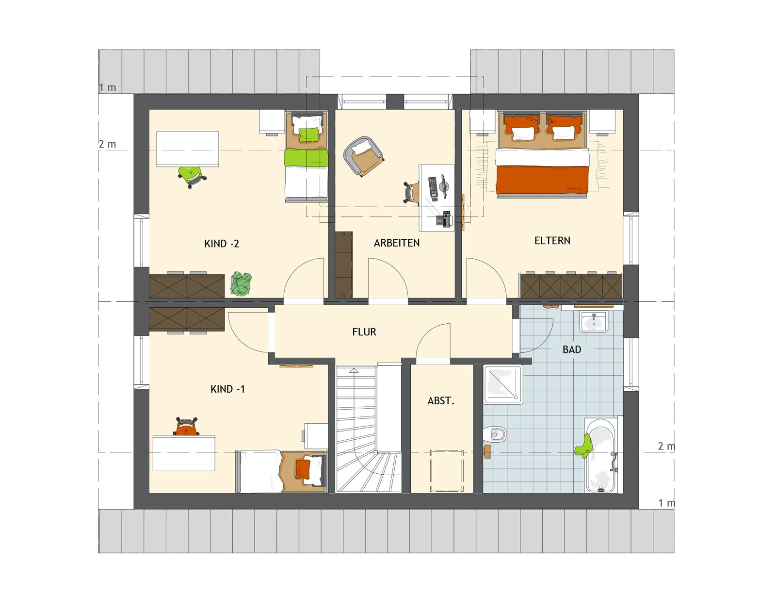 Fertighaus VIO 420 S130 qg1 von FingerHaus Schlüsselfertig ab 375503€, Satteldach-Klassiker Grundriss 2