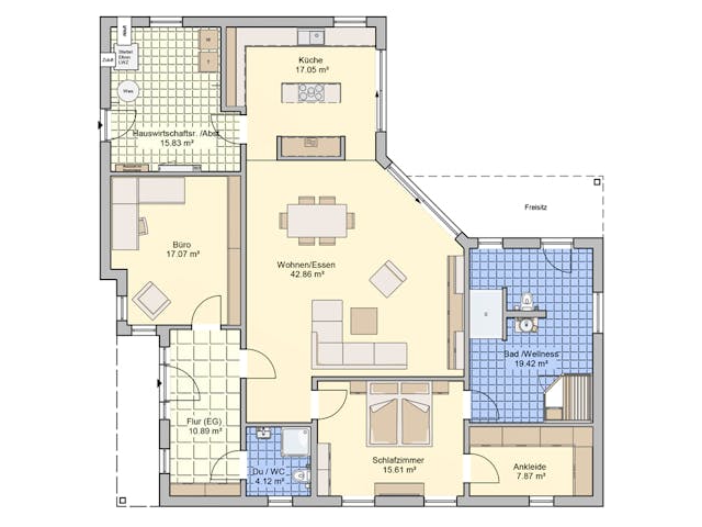 Fertighaus Cilia von Fingerhut Haus Schlüsselfertig ab 474890€, Bungalow Grundriss 1 Fertighaus Cilia von Fingerhut Haus Schlüsselfertig ab 474890€, Bungalow Grundriss 1
