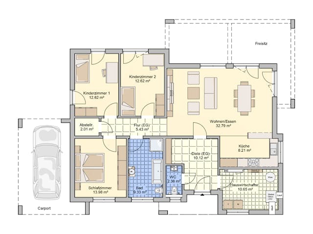 Fertighaus Karismo von Fingerhut Haus Schlüsselfertig ab 404964€, Bungalow Grundriss 1 Fertighaus Karismo von Fingerhut Haus Schlüsselfertig ab 404964€, Bungalow Grundriss 1