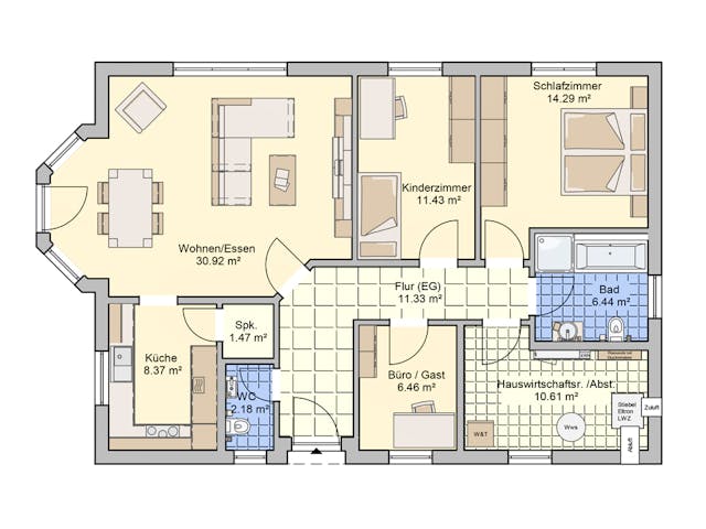 Fertighaus Loko von Fingerhut Haus, Bungalow Grundriss 1