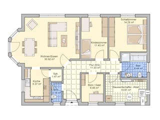 Fertighaus Loko von Fingerhut Haus, Bungalow Grundriss 1
