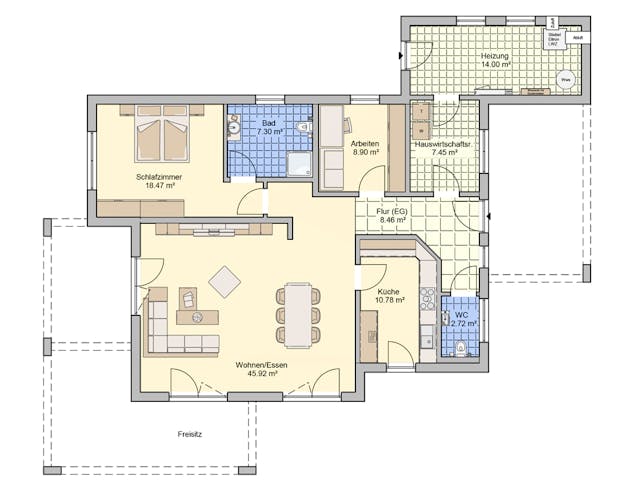 Fertighaus Nivelo von Fingerhut Haus Schlüsselfertig ab 482258€, Bungalow Grundriss 1 Fertighaus Nivelo von Fingerhut Haus Schlüsselfertig ab 482258€, Bungalow Grundriss 1