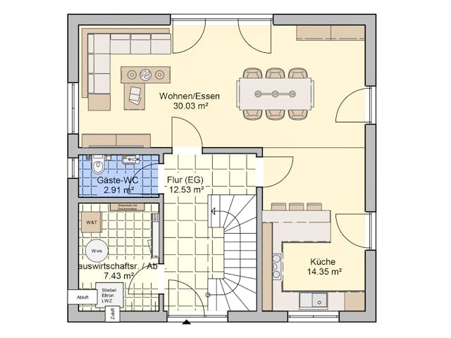 Fertighaus Lissabon von Fingerhut Haus Schlüsselfertig ab 377111€, Satteldach-Klassiker Grundriss 1