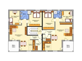 Fertighaus Mehrfamilienhaus mit 5 Wohneinheiten von FINGERHUT-HAUS Zwei- & Mehrfamilienhäuser, Cubushaus Grundriss 2